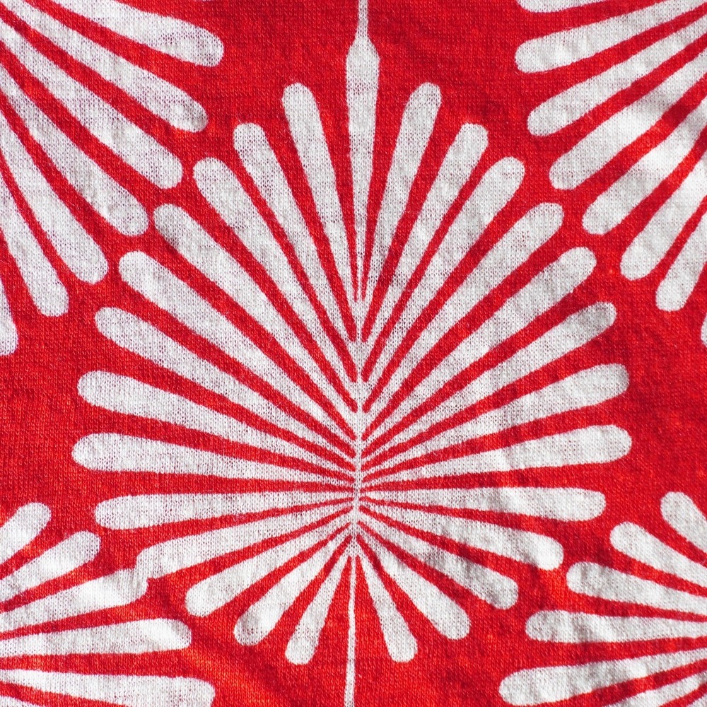 Joie 100% Linen Palm Print Top L 12 Red White Knit Cap Sleeve Blouse - Picture 5 of 8